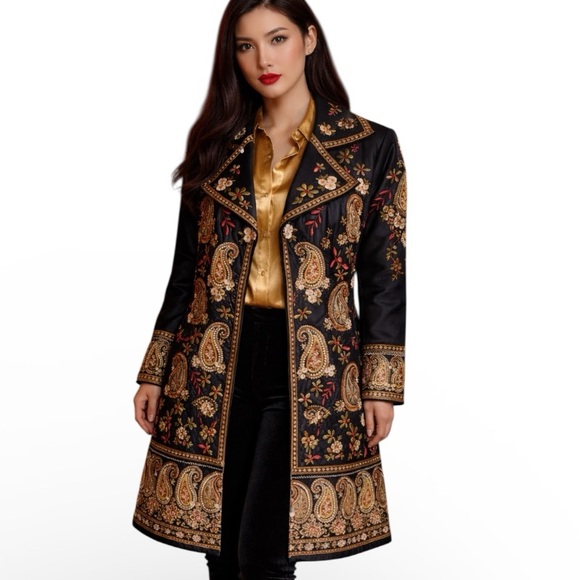 Johnny Was Jackets & Blazers - Johnny Was Biya extremely heavily embroidered silk coat